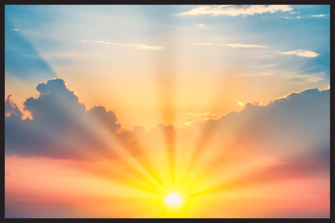 Sun rays representing our light of the gospel shined toward the lost.